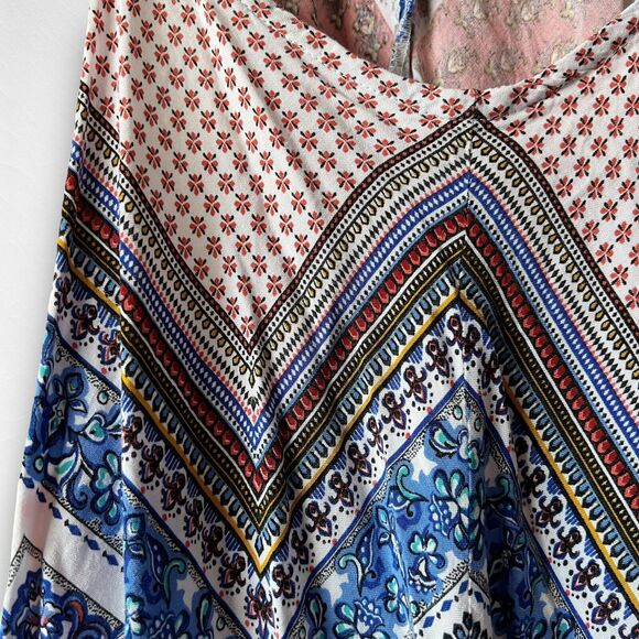 American Rag Cie Boho Patchwork Halter Spaghetti Strap Scarf Swing Dress Size XL - Picture 5 of 12